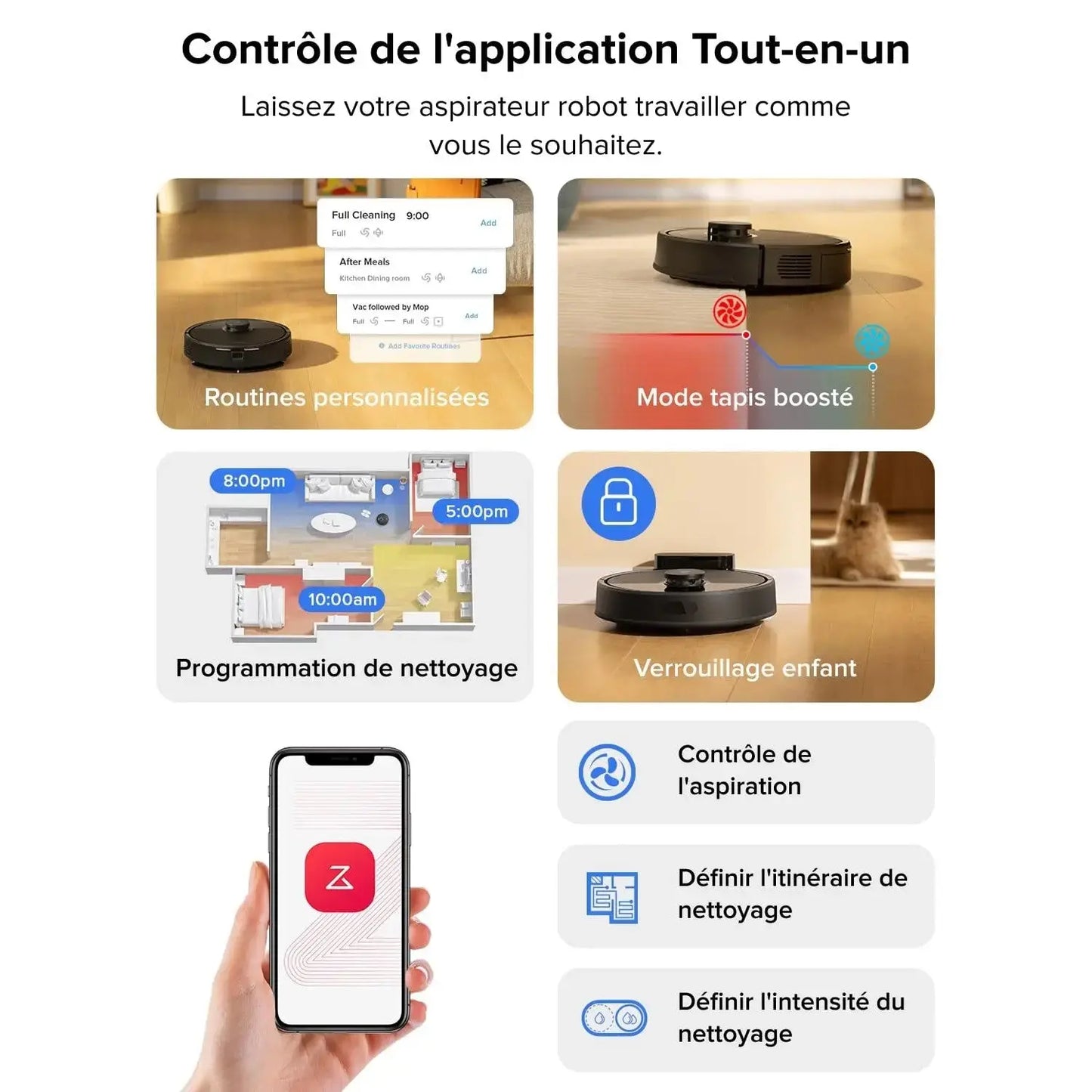 Roborock Q7 L5 – Robot aspirateur 8000 Pa, navigation LiDAR précise, double système anti-enchevêtrement, zones interdites intelligentes, cartographie multi-niveaux, recharge automatique, compatible App/Alexa - Cpourtoi.Net