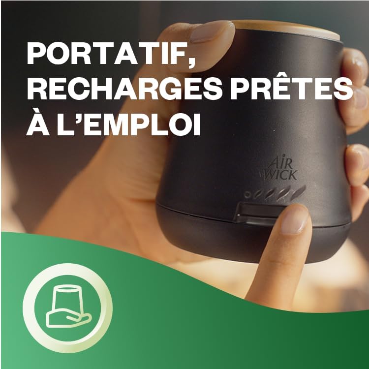 Air Wick Diffuseur d’huiles Essentielles Brume Parfumée+ 2 Recharges 20 ml Parfum Lavande et Eucalyptus