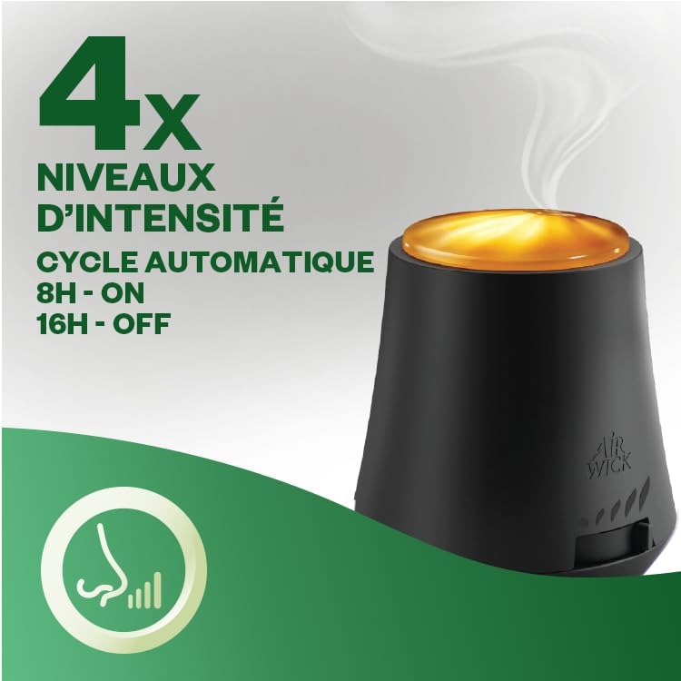 Air Wick Diffuseur d’huiles Essentielles Brume Parfumée+ 2 Recharges 20 ml Parfum Lavande et Eucalyptus