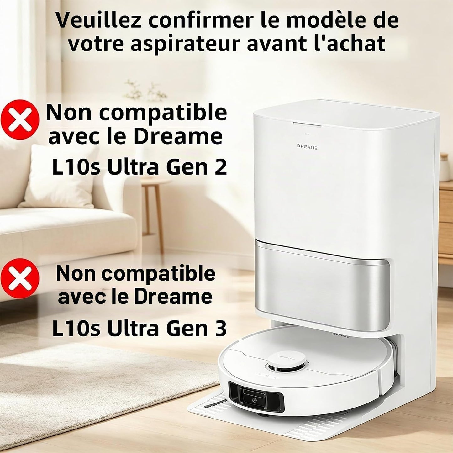 HIYOUNG Accessoires pour Dreame L10s Ultra,L10 Prime,L10s Pro Gen 2/Gen 3,L10s Plus,Xiaomi X20+,1 brosses principales,1 Couvercle de Brosse Principale, 6 brosses latérales, 4 filtres, 6 serpillères
