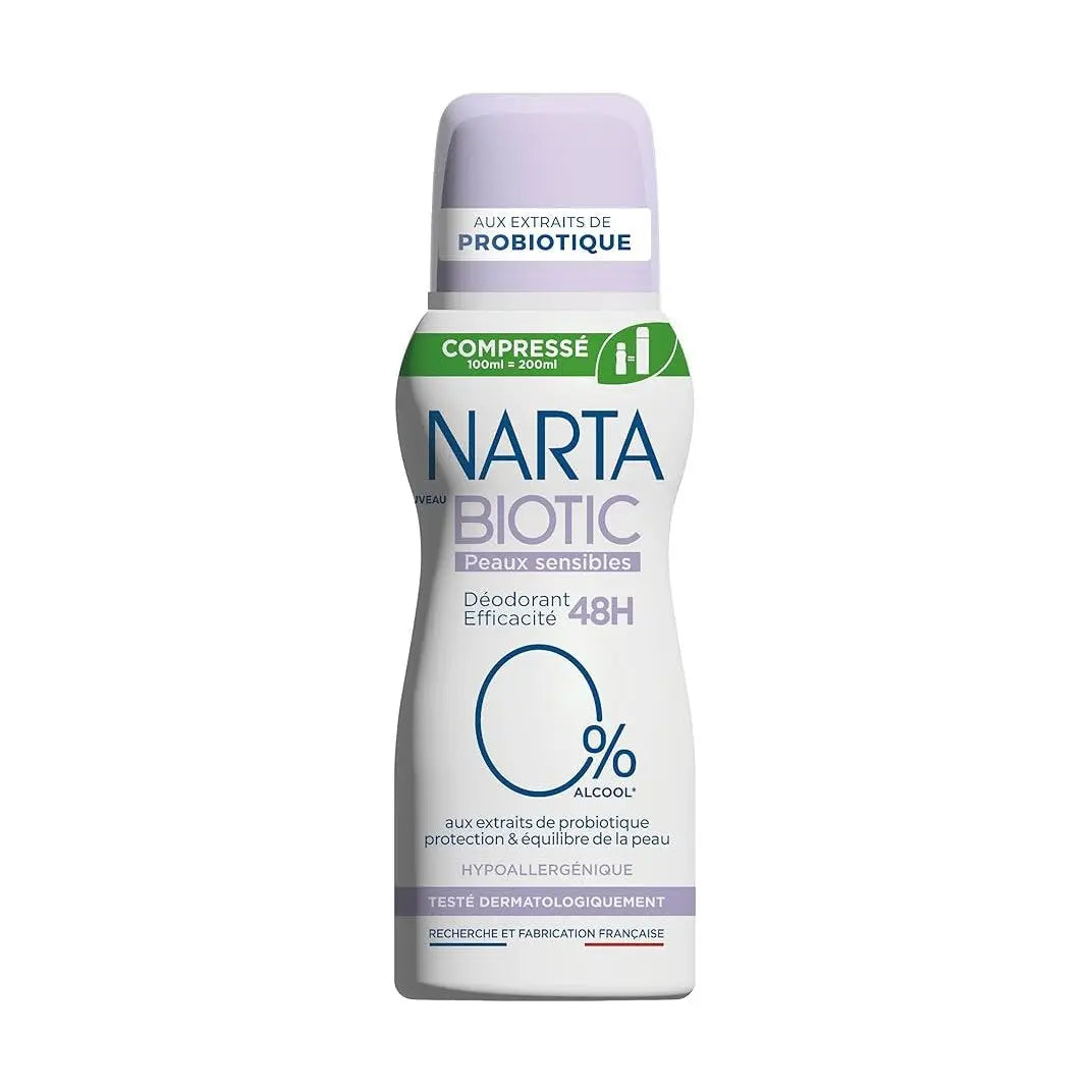 DÉODORANT COMPRESSÉ NARTA BIOTIC peaux sensibles 48h 0% AlCOOL - Cpourtoi.Net