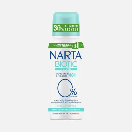 Déodorant Compressé Narta Biotic Invisible 48H Protection Intégrale et Confort Pour Femme Active