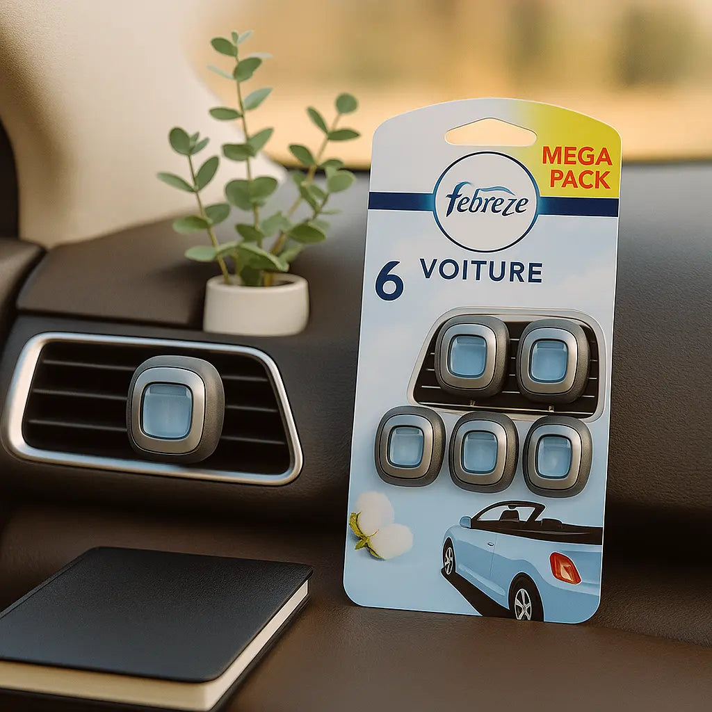 Désodorisant Voiture Pack de 6 Pureté de Coton Fraîcheur Durable pour Intérieur Auto