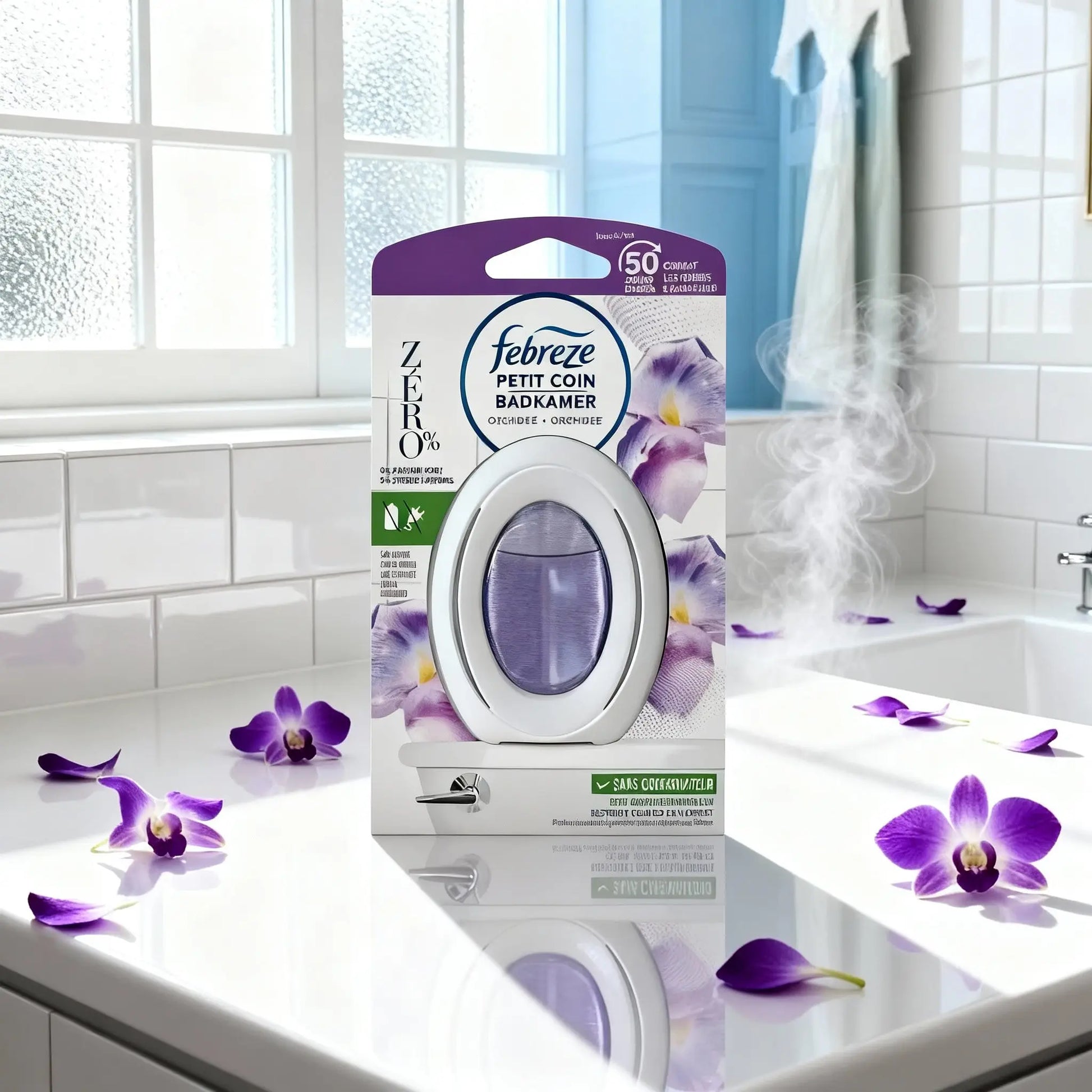 Febreze Petit Coin Badkamer Orchidée Désodorisant Pour Salle De Bain Sans Conservateur