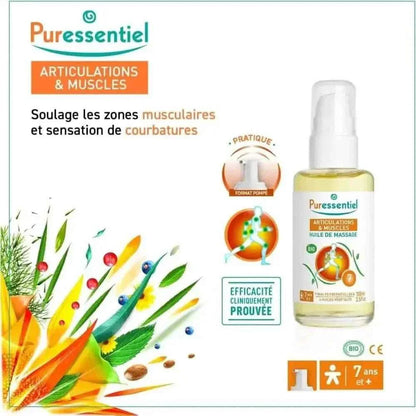 Puressentiel Huile de Massage Bio - Soin Naturel pour la Peau, aux Huiles Essentielles et Arnica - Cpourtoi.Net