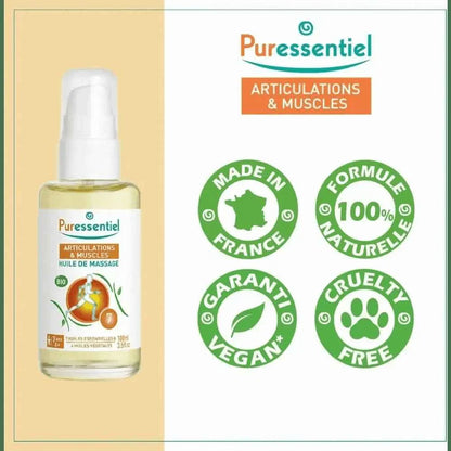 Puressentiel Huile de Massage Bio - Soin Naturel pour la Peau, aux Huiles Essentielles et Arnica - Cpourtoi.Net