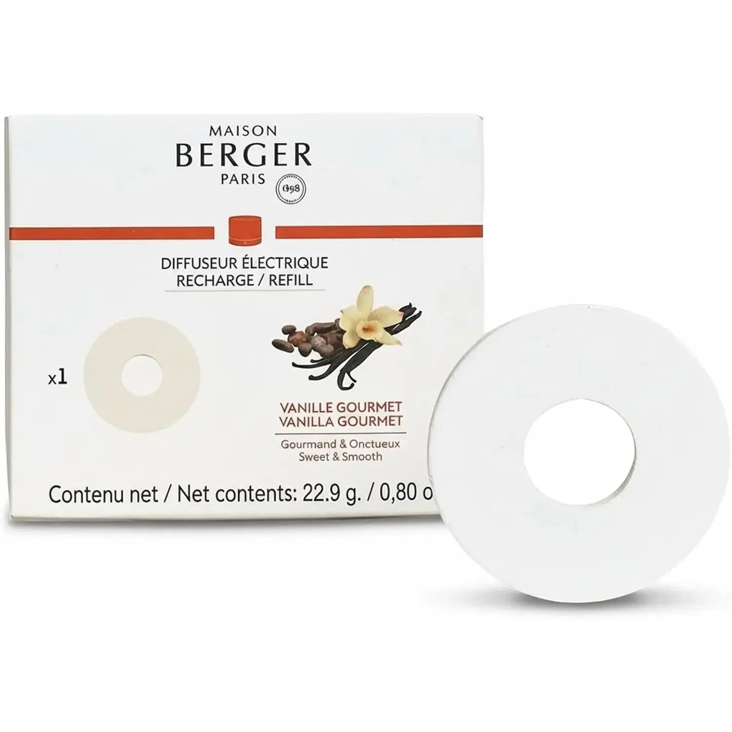 Maison Berger Recharge Diffuseur Nomade  Vanille Gourmet – Céramique Longue Durée 6 à 8 Semaines sans Fuite, Facile à remplacer, Ambiance parfumée Durable (Vanille Gourmet) MAISON BERGER