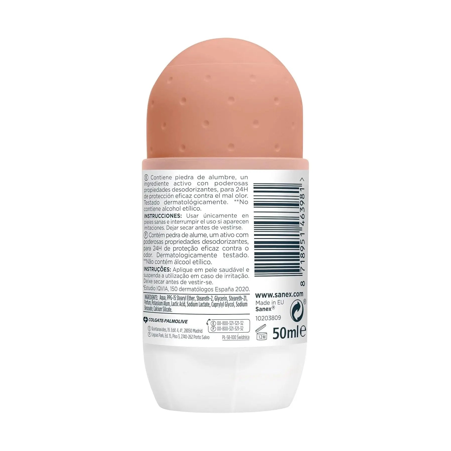 Roll-On Déodorants Sanex Natur Protect 50 ml, 24H avec Pierre d'Alun pour Peaux Sensibles - Cpourtoi.Net