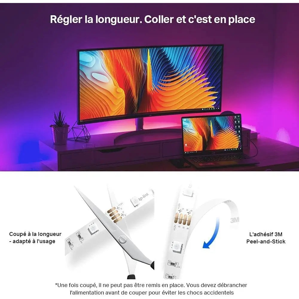 Tapo Ruban LED Connecté WiFi RGB 10m (5m*2), Bande LED Chambre Multicolore, Haute luminosité et Durable, Contrôle via WiFi App, Commande vocale, Compatible avec Alexa et Google Home, L900-10 - Cpourtoi.Net