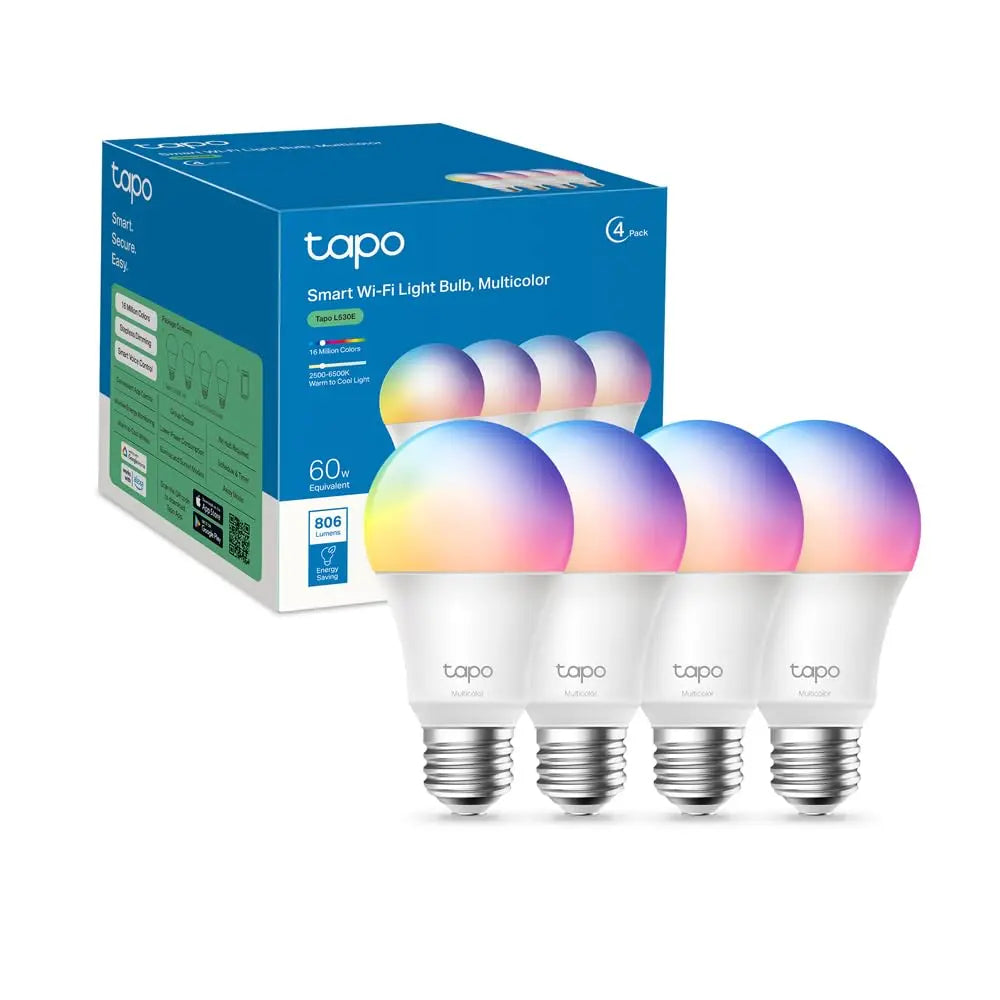 Tapo Ampoule Connectée WiFi, Ampoule LED E27 Multicolore 2500K-6500K, Dimmable 8.7 W 806Lm, Compatible avec Alexa et Google Home, Commande Vocale, Economie d'énergie, L530E(4-pack) Cpourtoi.Net