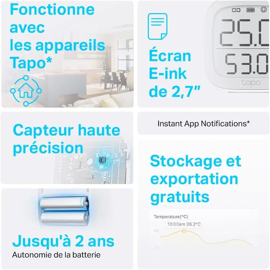 Tapo Capteur T315 WiFi - Température Réelle et Alertes Instantanées - Cpourtoi.Net