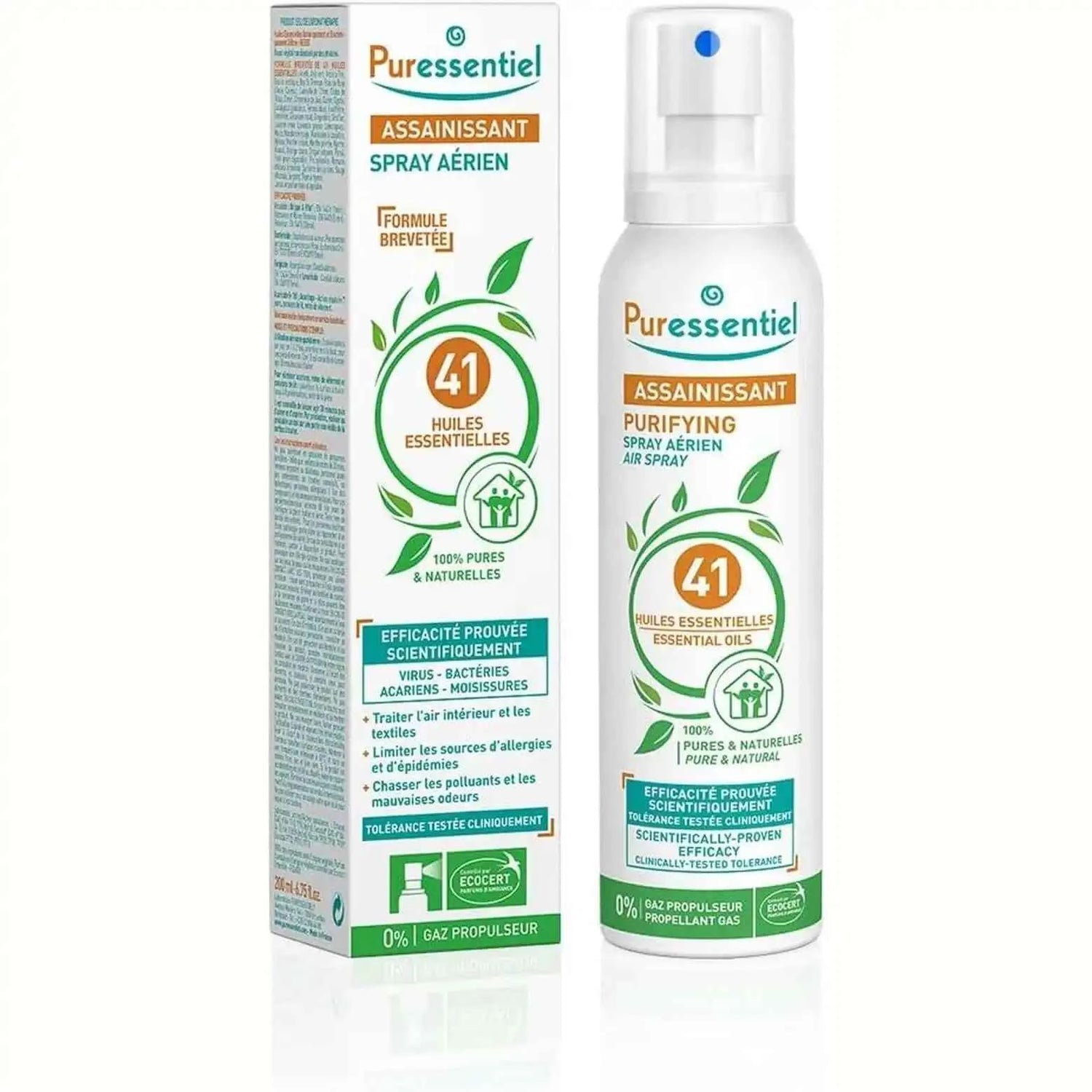 Puressentiel - Spray Aérien Assainissant Aux 41 Huiles Essentielles - Efficacité Prouvée Contre Les Virus, Germes Et Bactéries - 200Ml - Cpourtoi.Net